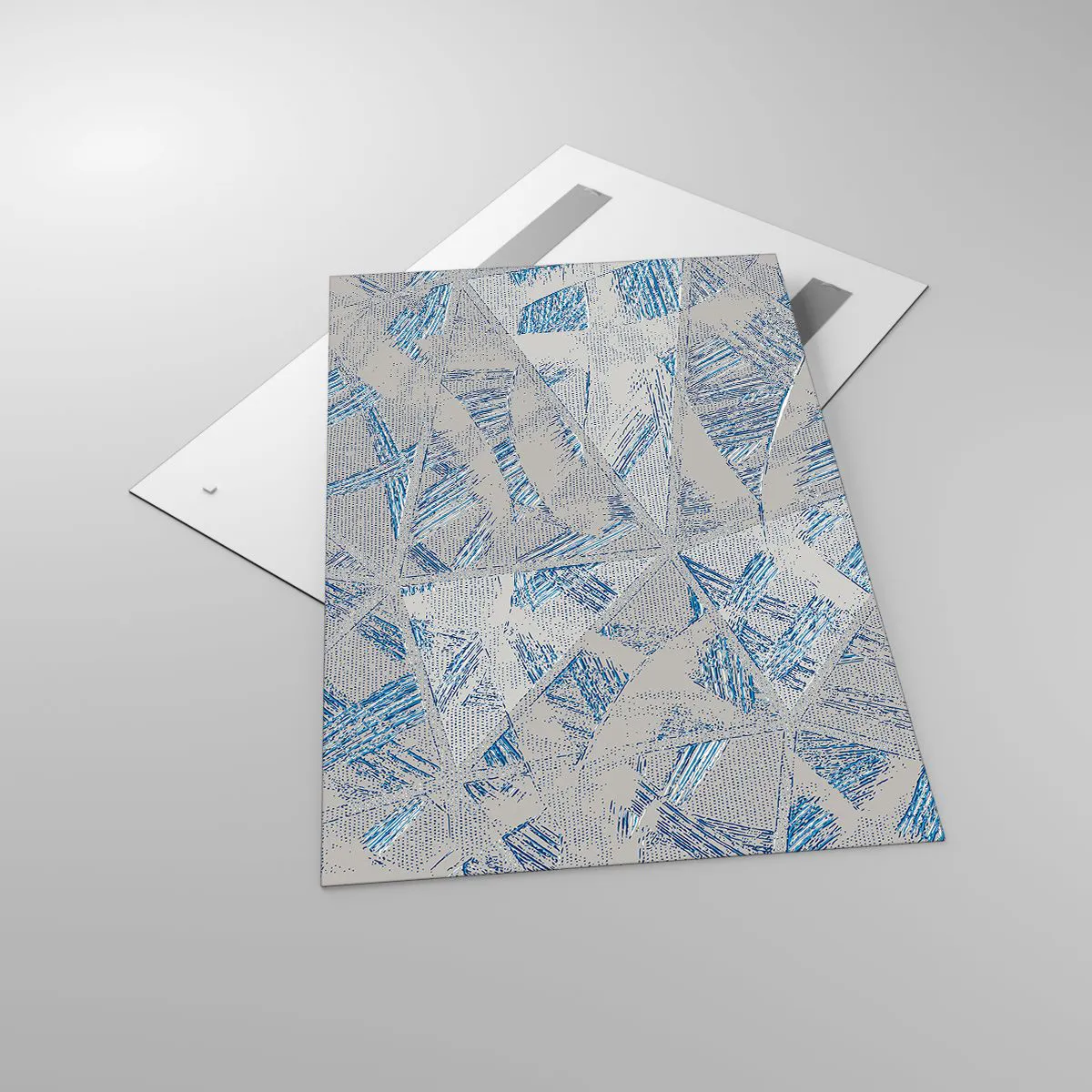 Tablou pe sticlă - Într-un labirint de gri-albastru - 80x120 cm