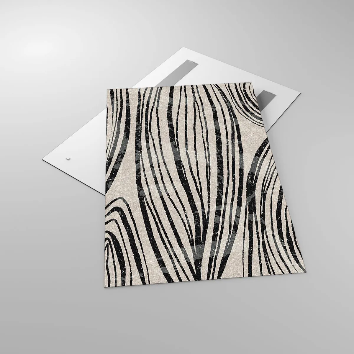 Glasbild - Bild auf glas - Abstrakte Wellen in Schwarz-Weiß-Tönen - 80x120cm - Linienpool - Moderne Wanddekoration für Wohnzimmer und Schlafzimmer ARTTOR