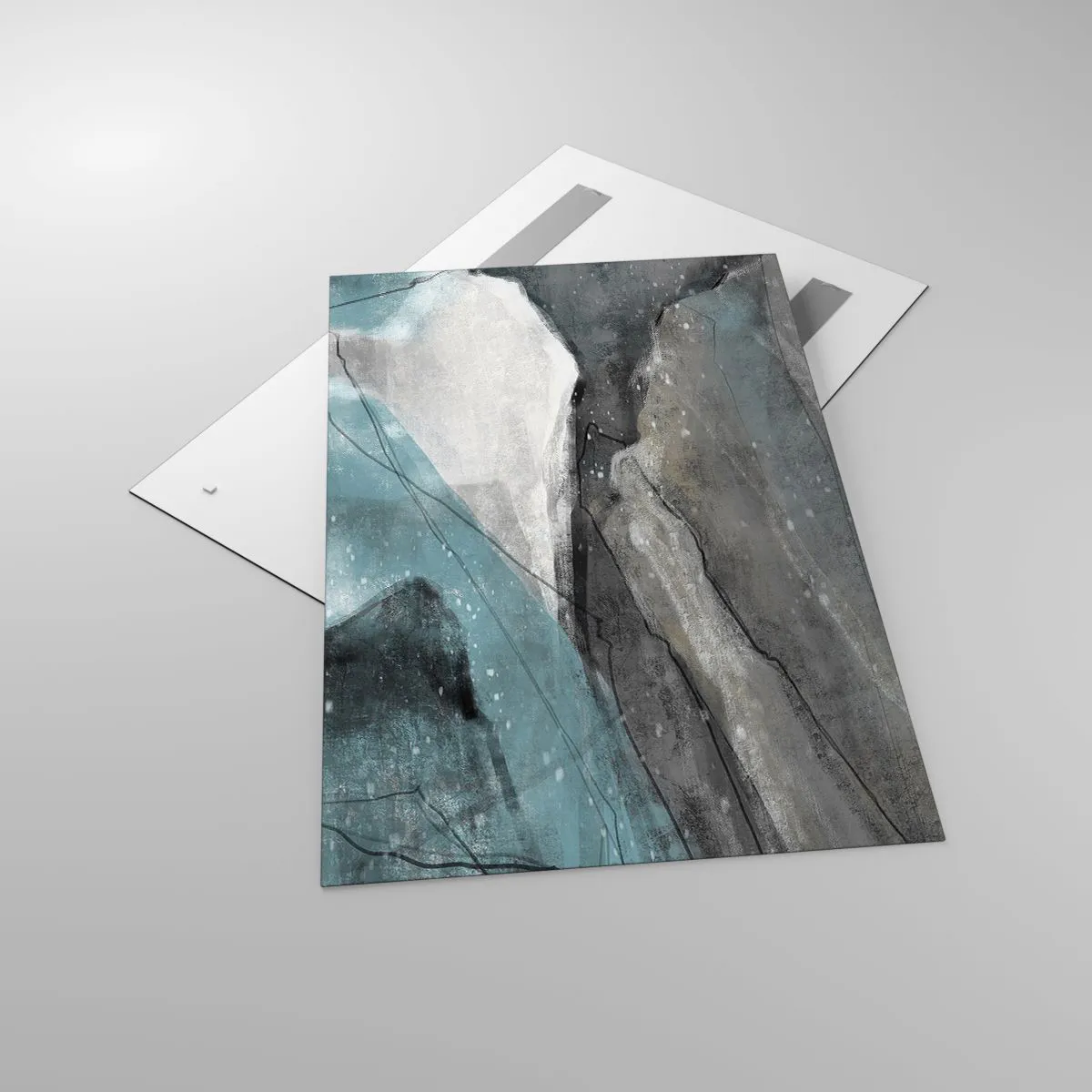 Glass picture - Abstract: Rocks and Ice - 80x120 cm