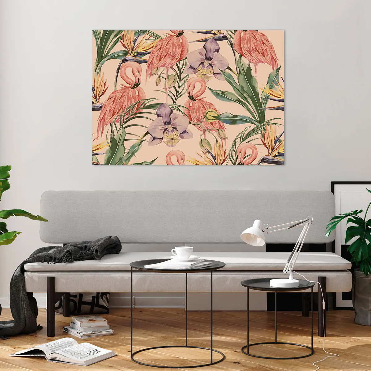 Üveg kép - Rózsaszín balett a virágokban - 100x70 cm