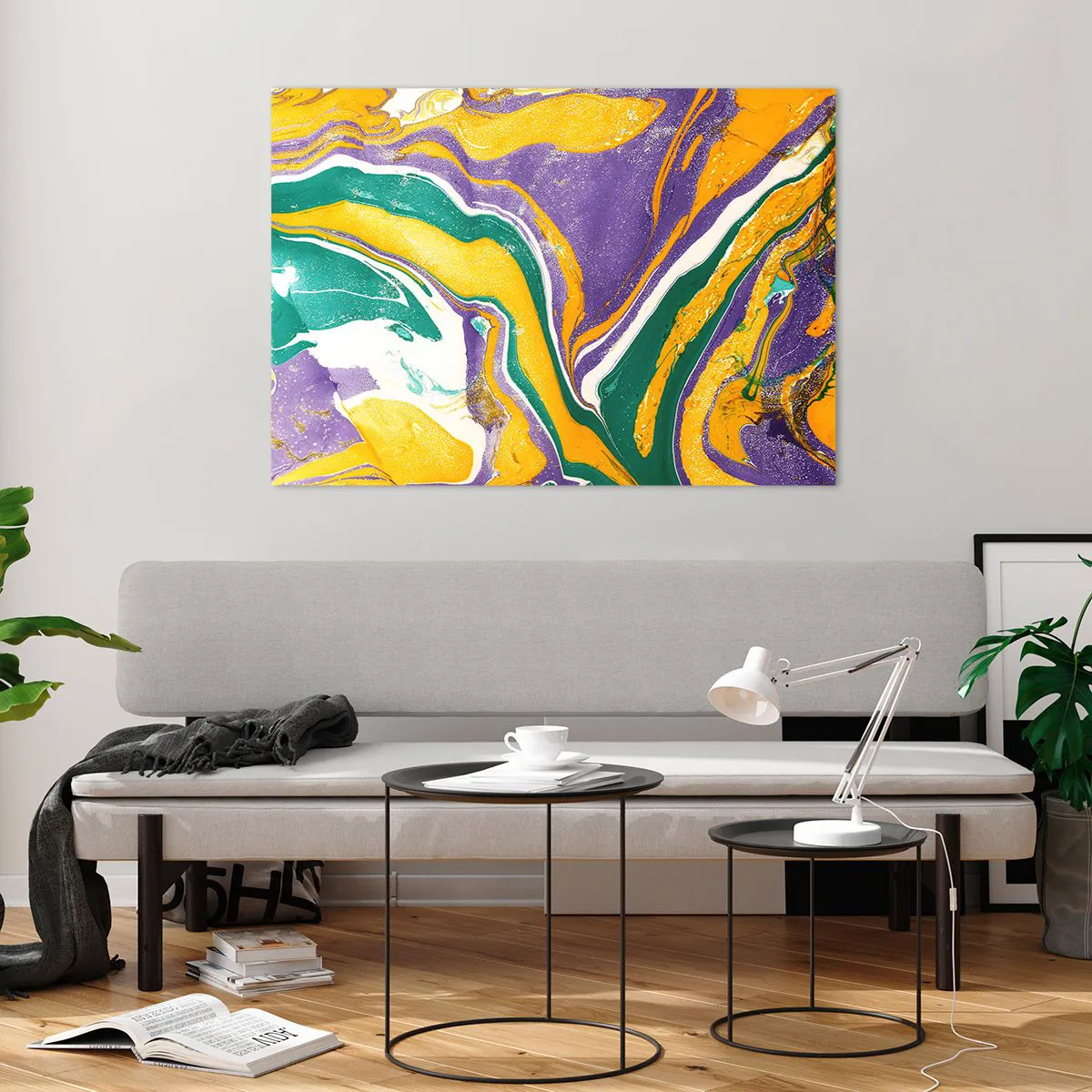 Üveg kép - Színes hullámok - 100x70 cm