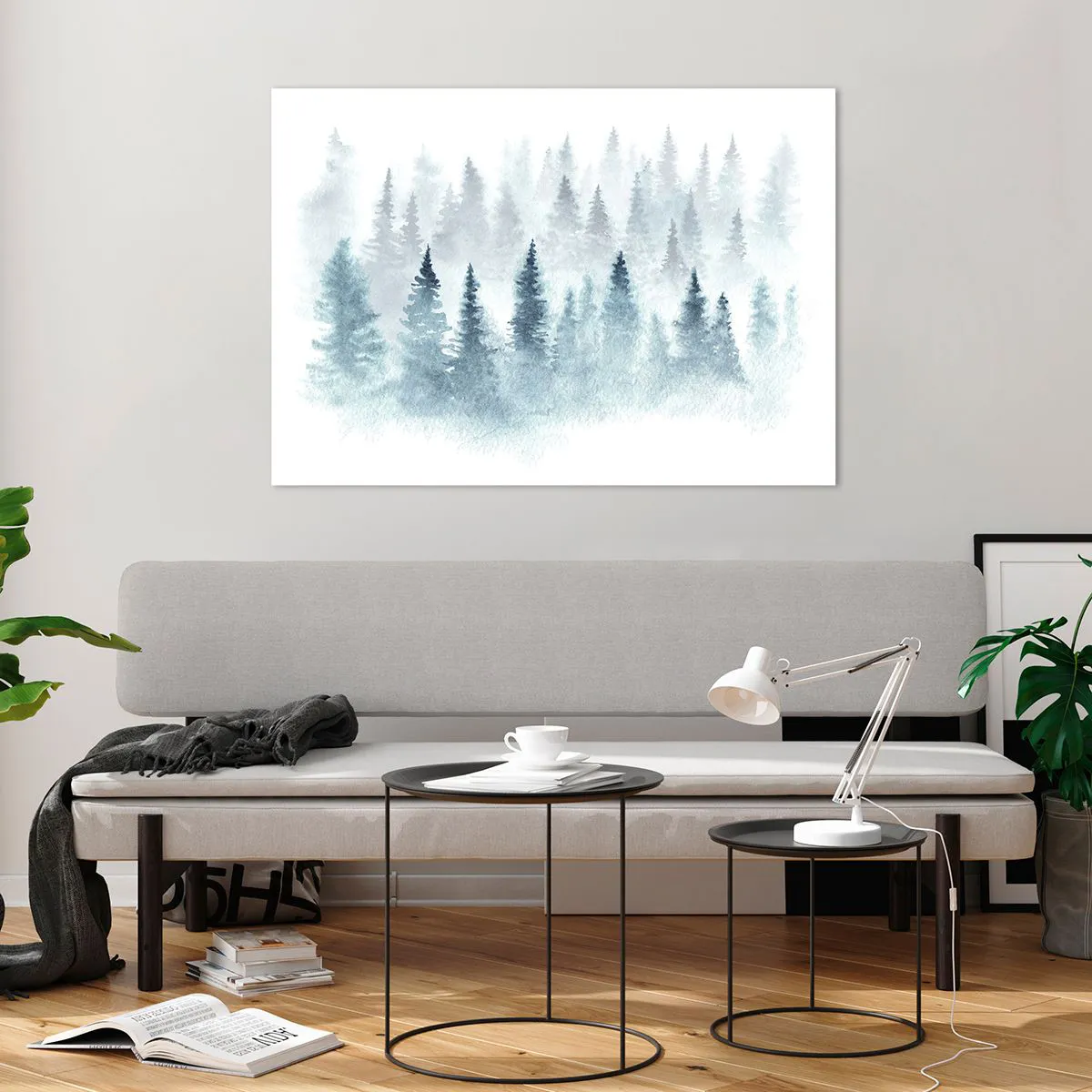 Impression sur verre - Image sur verre - Forêt de bambous enveloppée de brouillard - 100x70cm - Enveloppé de brouillard - Décoration murale moderne pour le salon et la chambre ARTTOR