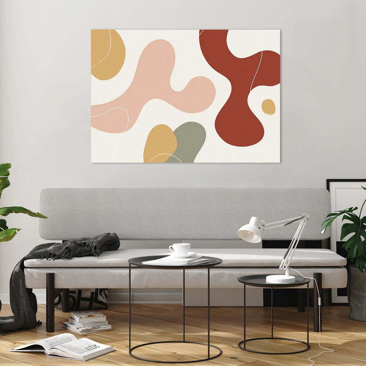 Glasbild - Bild auf glas - Abstrakte Komposition organischer Formen - 100x70cm - Kringel oder Schnörkel? - Moderne Wanddekoration für Wohnzimmer und Schlafzimmer ARTTOR