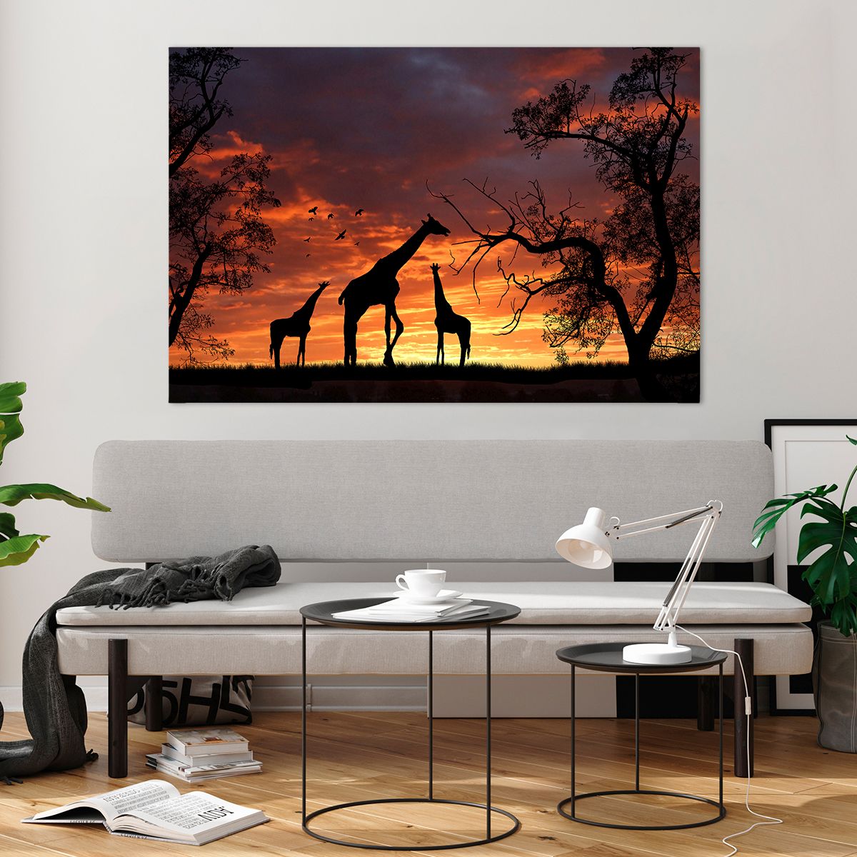 Bilder auf glas Tiere, Bilder auf glas Giraffe, Bilder auf glas Afrika, Bilder auf glas Natur, Bilder auf glas Der Sonnenuntergang