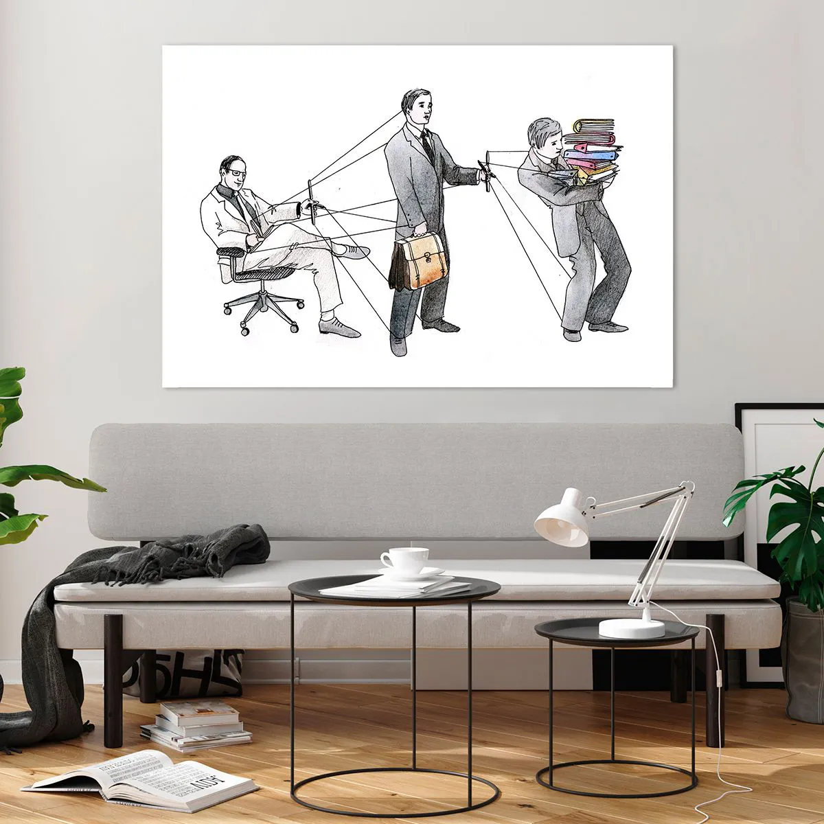 Glasbild - Bild auf glas - Darstellung der Büroarbeitshierarchie - 120x80cm - Jeder hat seinen Meister - Moderne Wanddekoration für Wohnzimmer und Schlafzimmer ARTTOR