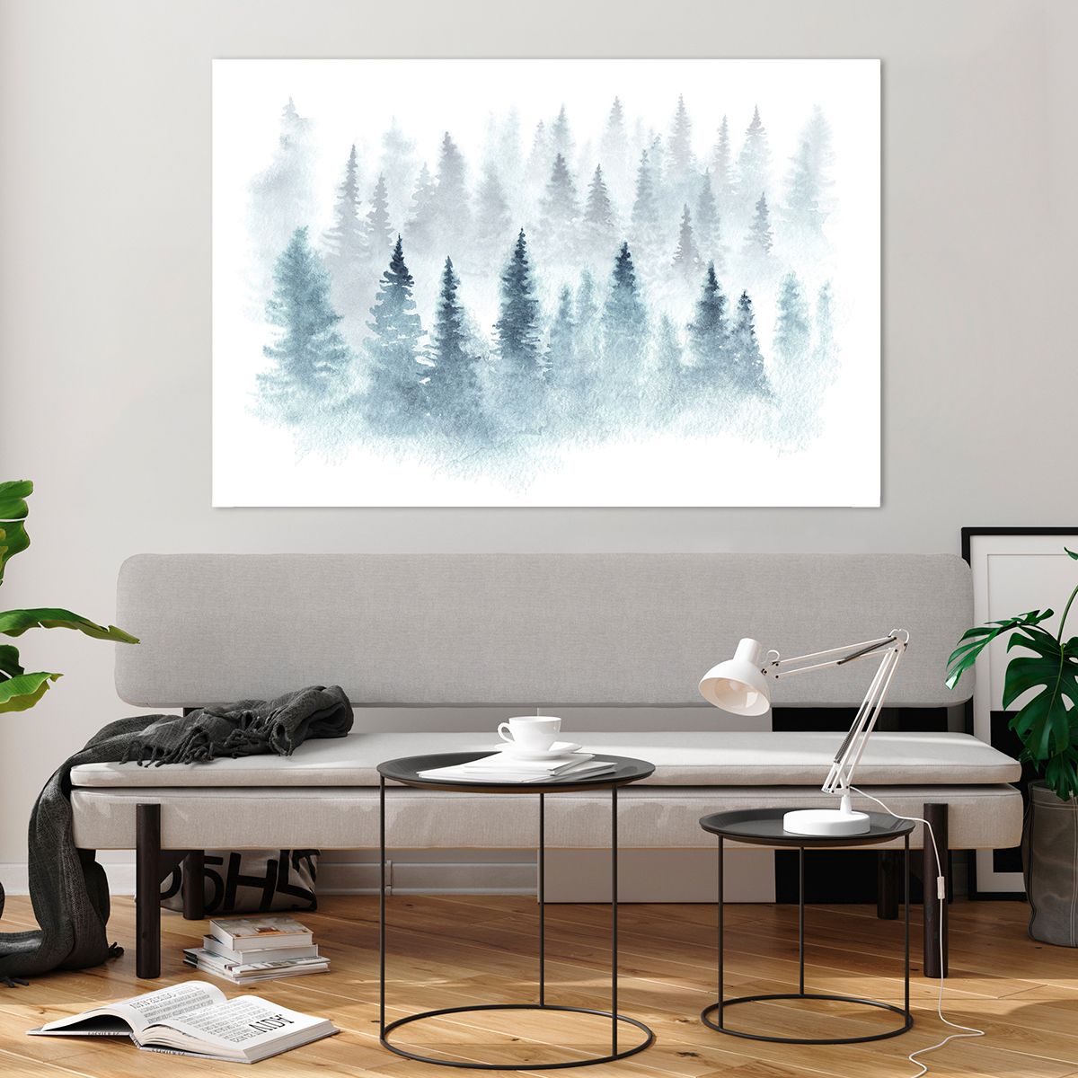 Cuadro sobre vidrio Paisaje, Cuadro sobre vidrio Bosque, Cuadro sobre vidrio Abeto, Cuadro sobre vidrio Arte Moderno, Cuadro sobre vidrio Arte Artístico