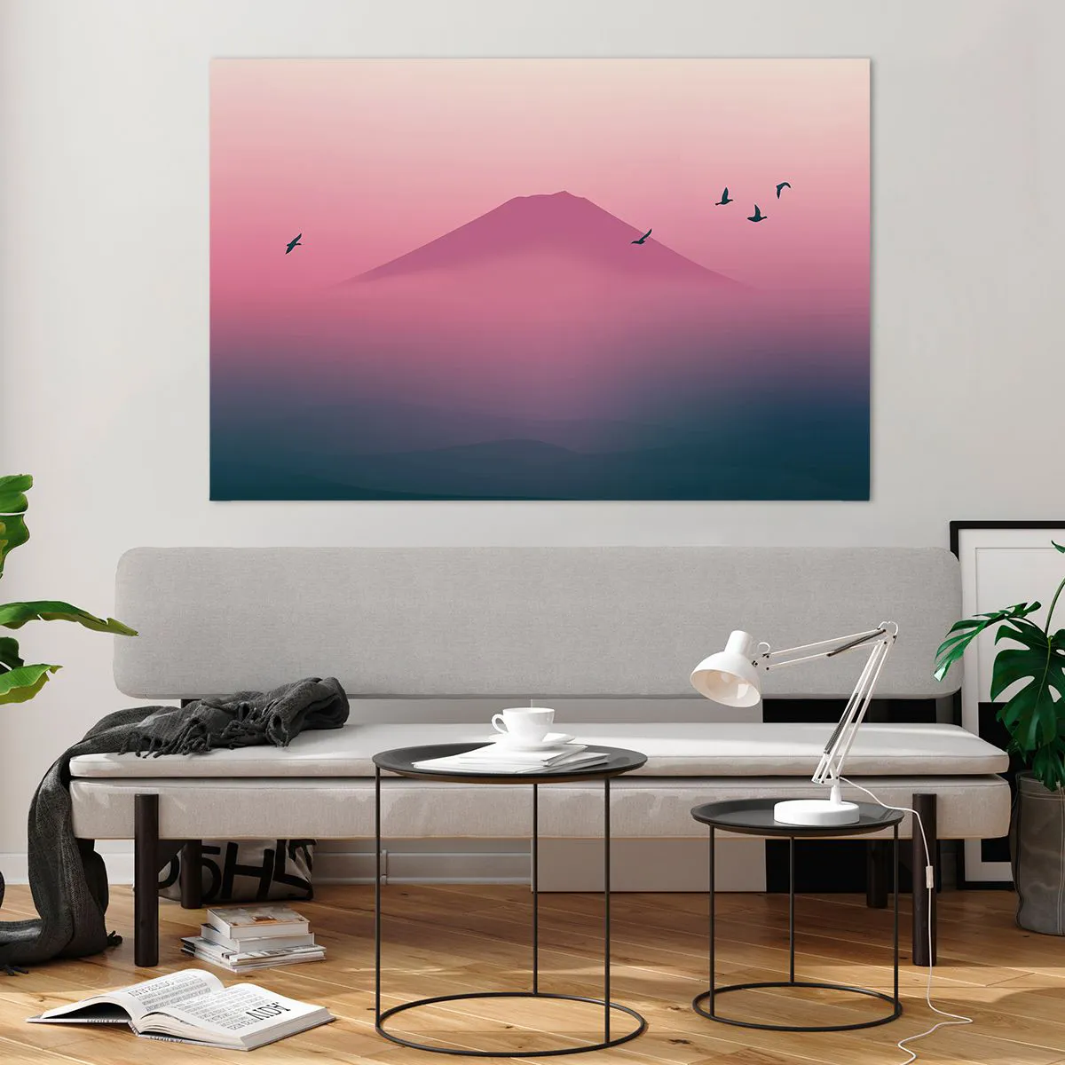 Tablou pe sticlă - Călători deasupra norilor - 120x80 cm