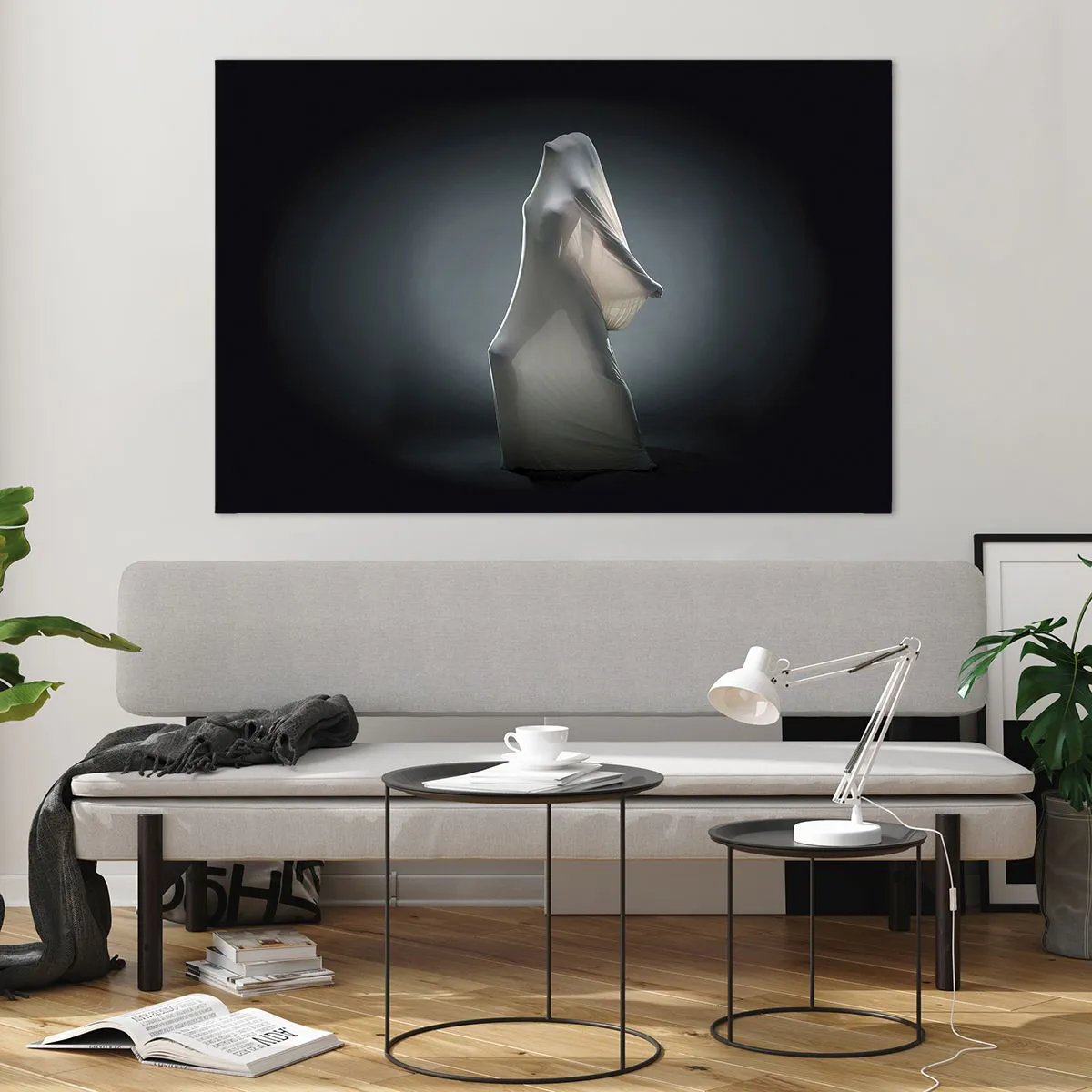 Impression sur verre - Image sur verre - Une silhouette mystérieuse dans la douce lumière - 120x80cm - Une soif secrète - Décoration murale moderne pour le salon et la chambre ARTTOR