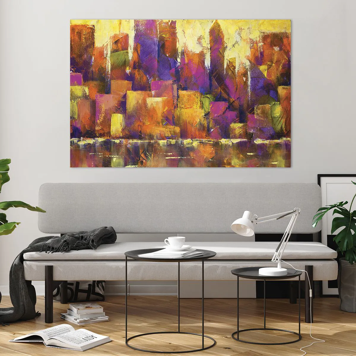 Schilderen op glas - Metropolitan compositie - 120x80 cm