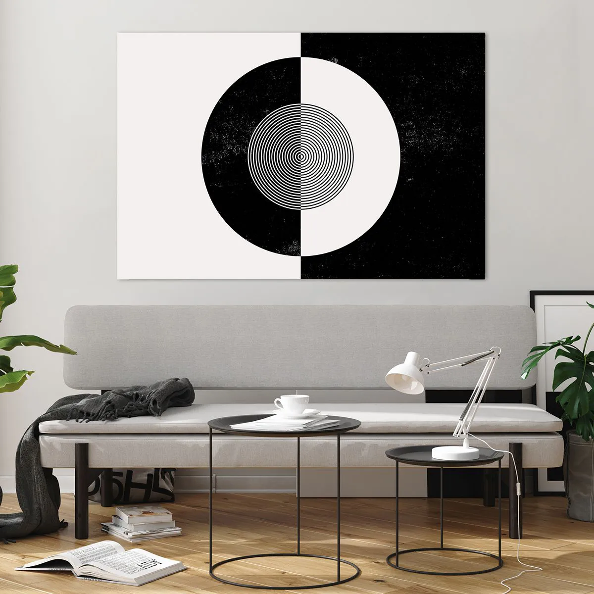 Glastavla - Bild på glas - Harmoni i svart och vitt - 120x80 cm