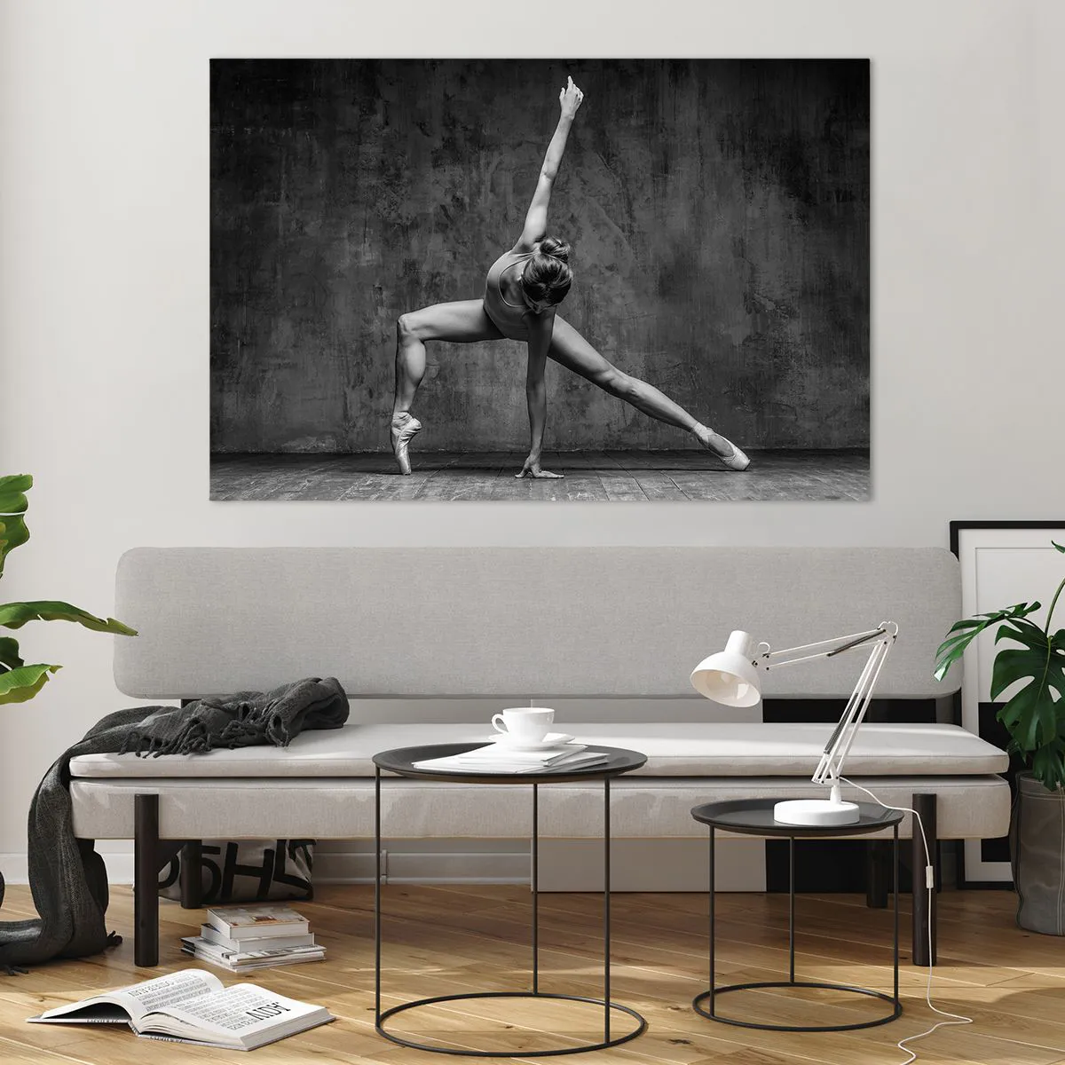 Glasbild - Bild auf glas - Eine Tänzerin in künstlerischer Pose - 120x80cm - Das Ideal des Gleichgewichts - Moderne Wanddekoration für Wohnzimmer und Schlafzimmer ARTTOR