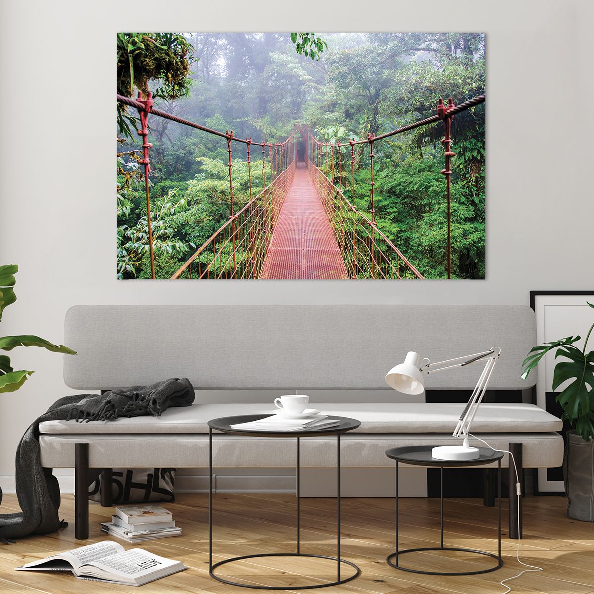 Glass picture  Landscape, Glass picture  Jungle, Glass picture  Costa Rica, Glass picture  Hanging Bridge, Glass picture  Nature