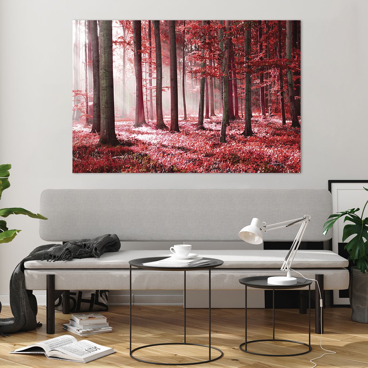 Glass picture  Landscape, Glass picture  Forest, Glass picture  Trees, Glass picture  Nature, Glass picture  Red Leaves