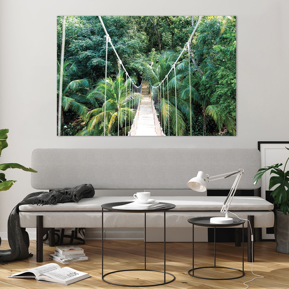 Bild på glas Landskap, Bild på glas Djungel, Bild på glas Honduras, Bild på glas Hängande Bro, Bild på glas Natur