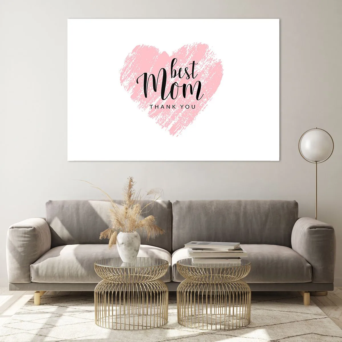 Obraz na szkle - Różowe serce z napisem Best Mom na białym tle - 120x80cm - Zawsze odpowiedni moment - Nowoczesna dekoracja ścienna do salonu, kuchni i sypialni ARTTOR