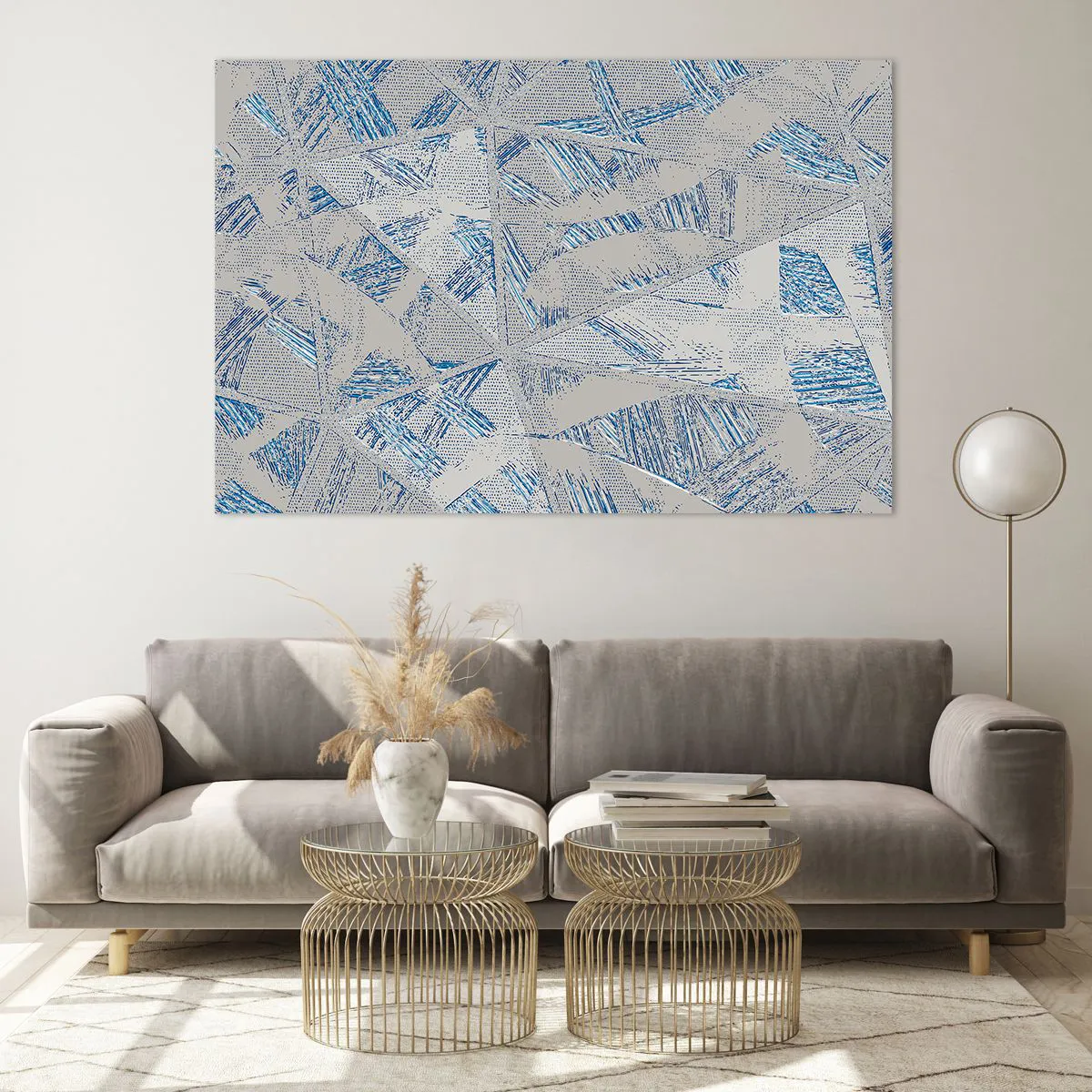 Tablou pe sticlă - Într-un labirint de gri-albastru - 120x80 cm