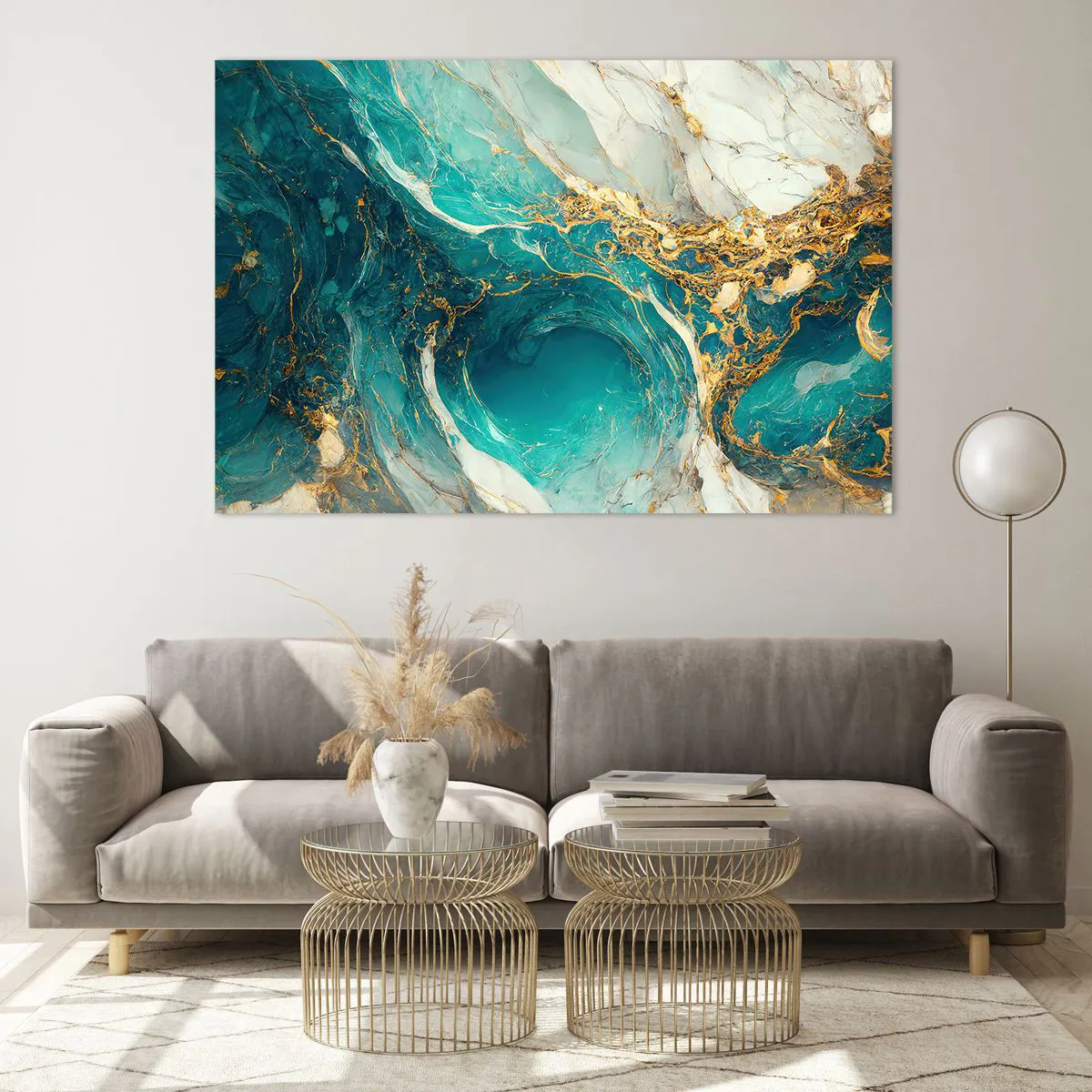 Quadro em vidro - Composição com veios d'ouro - 120x80 cm