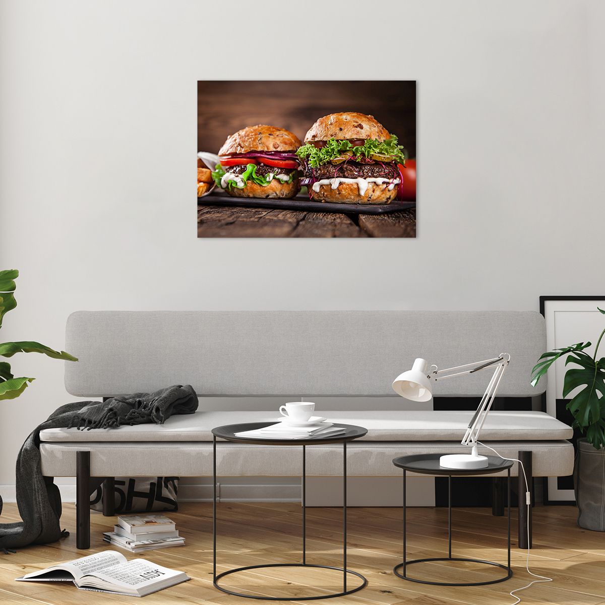 Obraz na skle Gastronomie, Obraz na skle Hamburger, Obraz na skle Kulinářské, Obraz na skle Fast Food, Obraz na skle Kuchyně