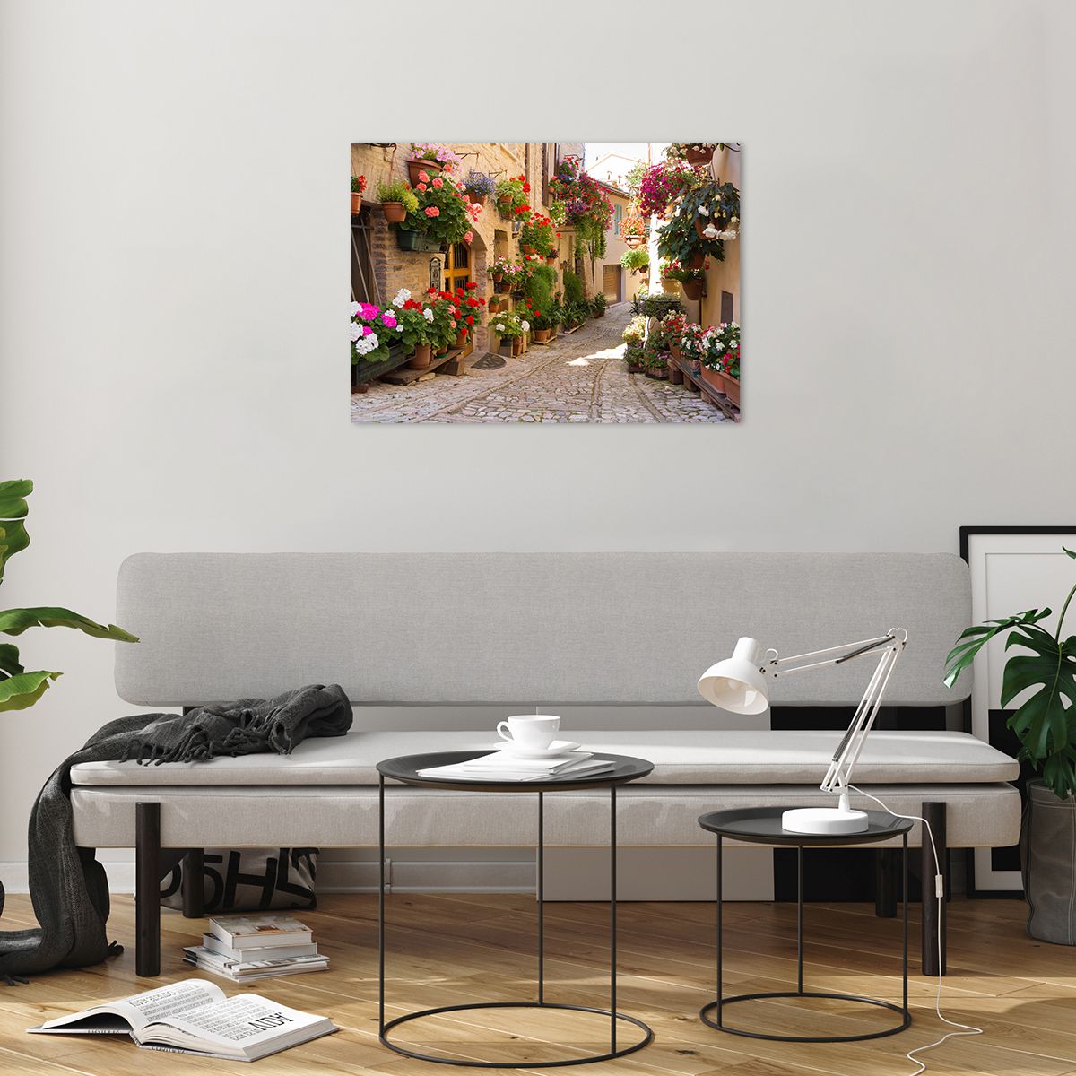 Obraz na plátne Mesto, Obraz na plátne Taliansko, Obraz na plátne Krásne Ulice, Obraz na plátne Kvety, Obraz na plátne Mestské Domy
