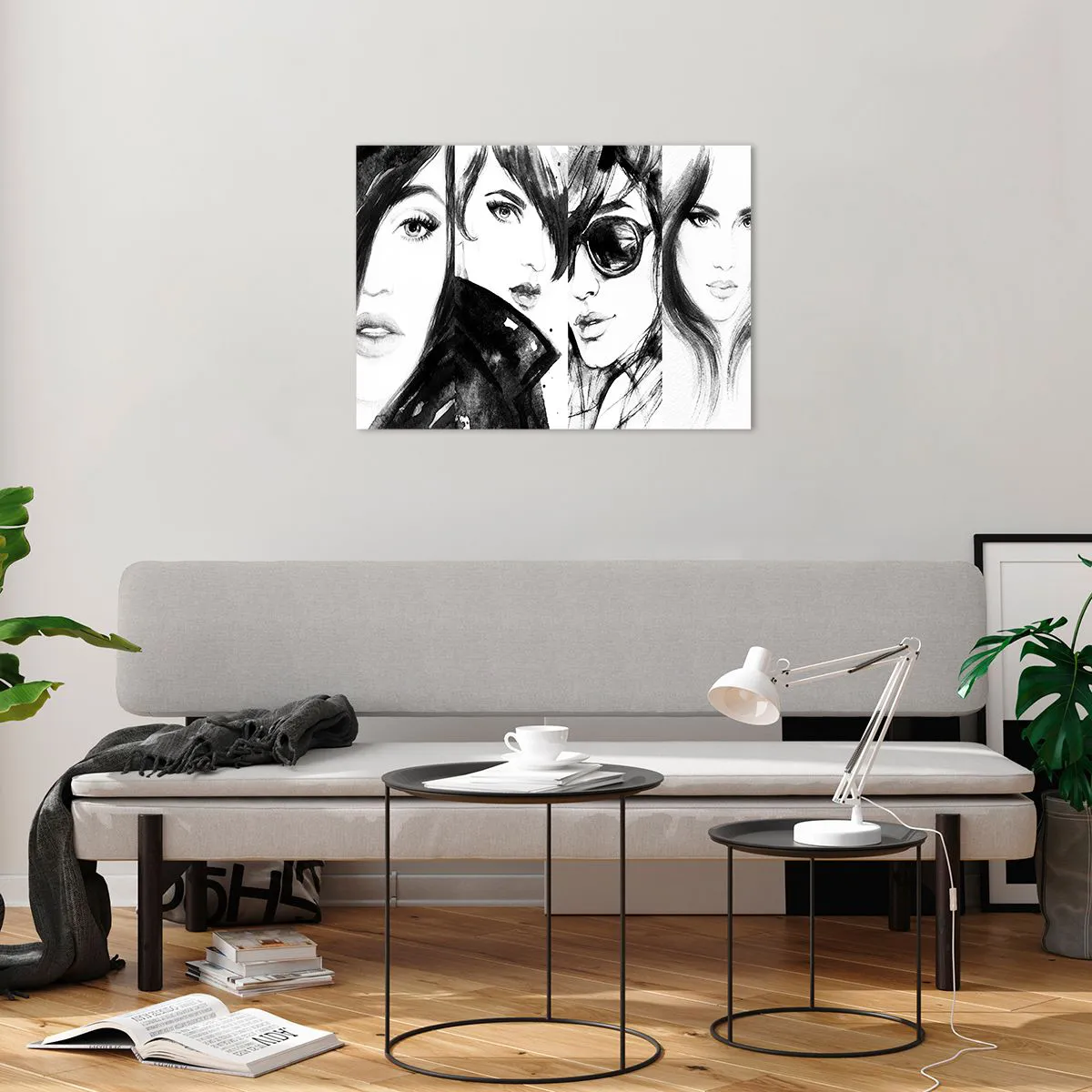 Obraz na skle - Čiernobiele útržkovité portréty žien - 70x50cm - Znásobená krása - Moderná nástenná dekorácia do obývacej izby a spálne ARTTOR