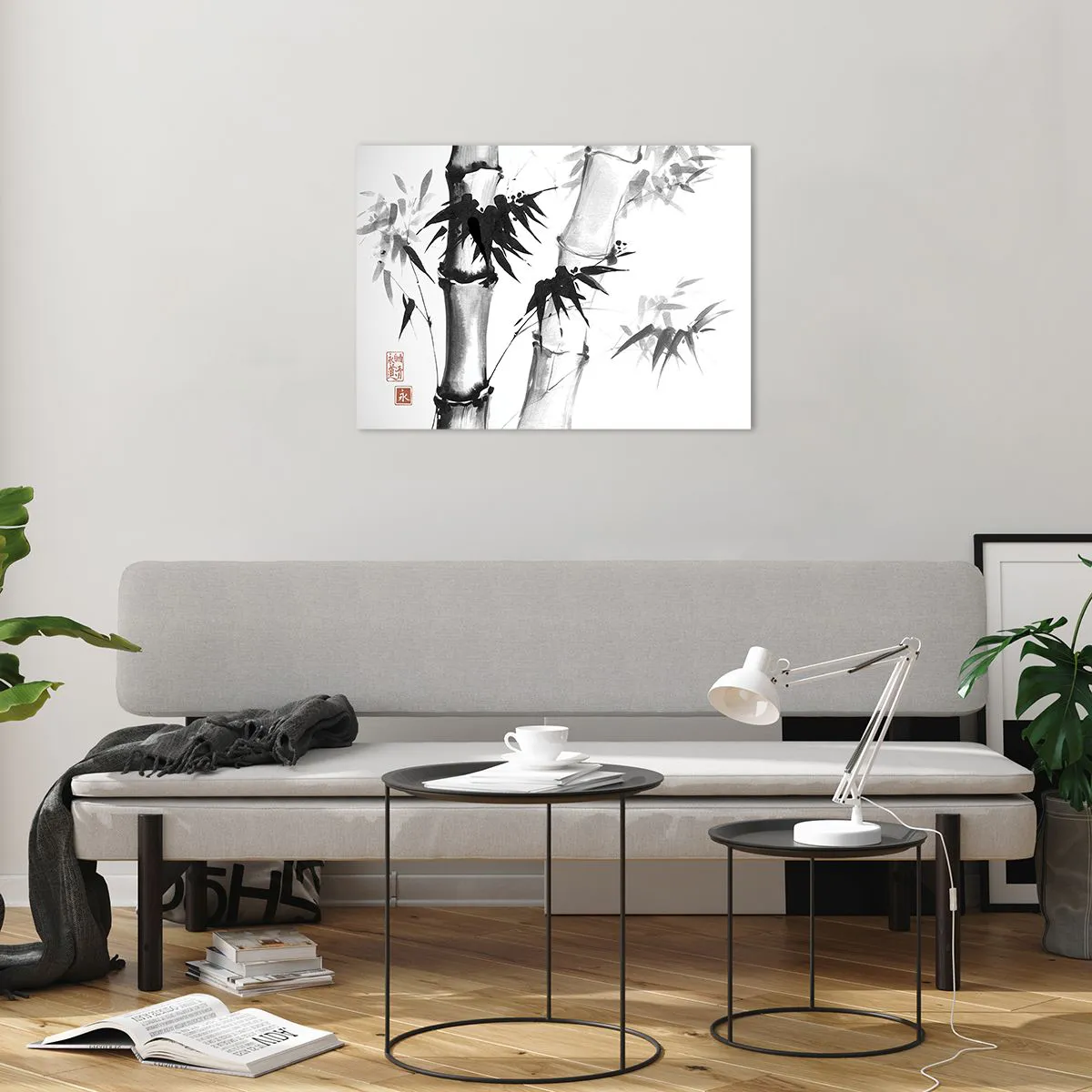 Tablou pe sticlă - Bambus în stil tradițional - 70x50cm - Primul-plan al Orientului - Decorațiune modernă pentru perete pentru living și dormitor ARTTOR