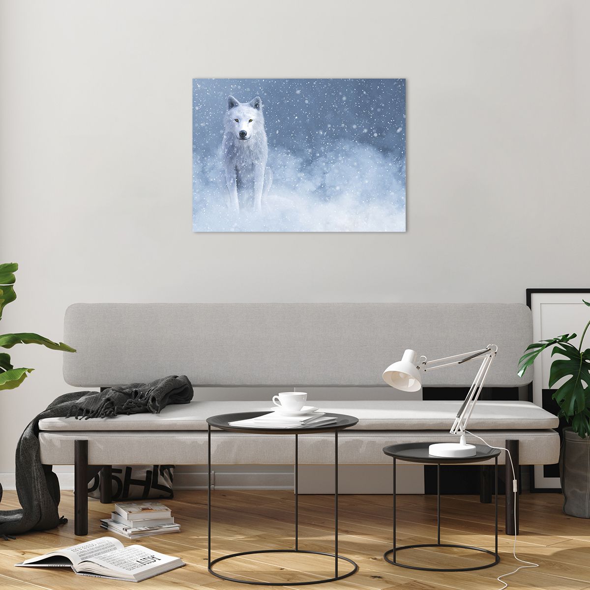 Obraz na plátne Biely Vlk, Obraz na plátne Zvieratá, Obraz na plátne Zima, Obraz na plátne Príroda, Obraz na plátne Predstavivosť