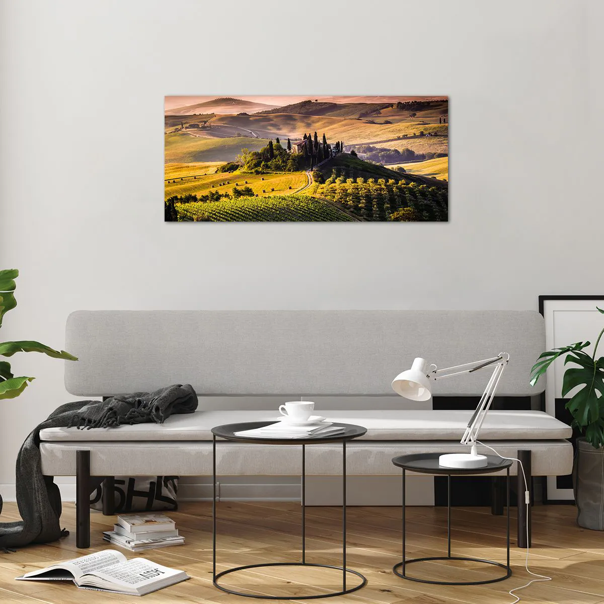 Quadro em vidro - Arcádia - Paisagem toscana - 100x40 cm