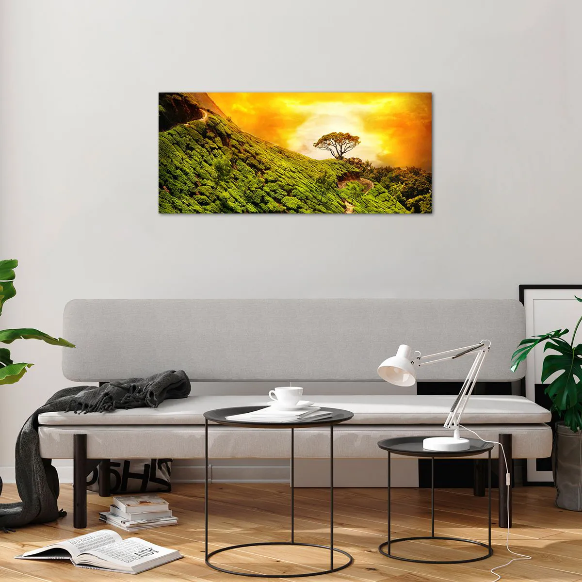 Impression sur verre - Image sur verre - Un chemin sinueux, une pente verte - 100x40 cm