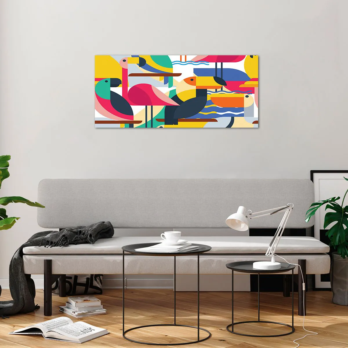 Cuadro sobre vidrio - Impresiones sobre Vidrio - Fiesta de las aves - 100x40 cm