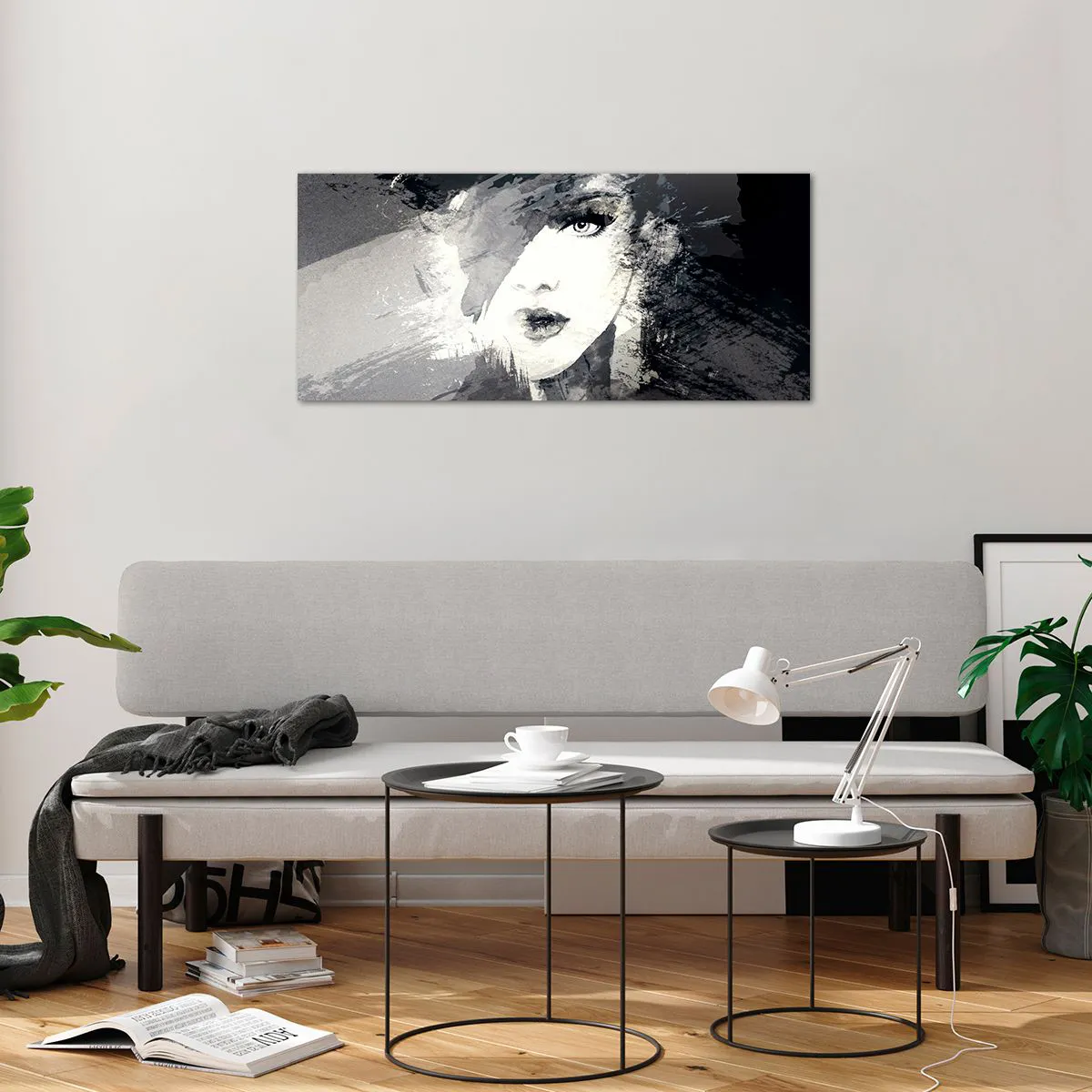 Obraz na szkle - Zza szarego woalu - 100x40 cm