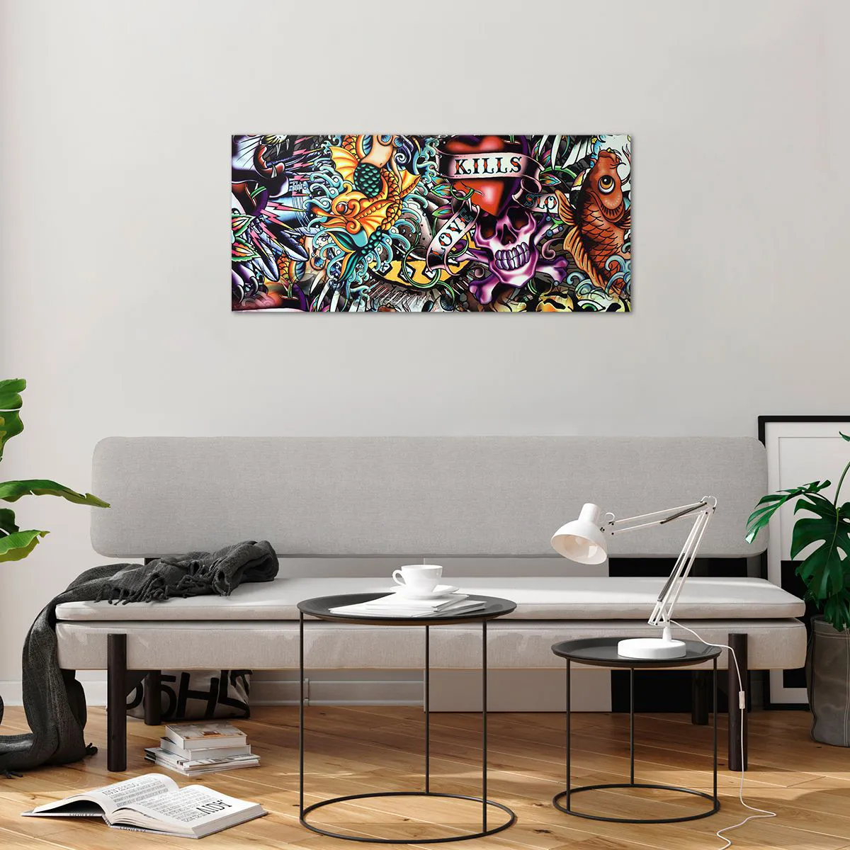 Impression sur verre - Image sur verre - Le rêve du tatoueur - 100x40 cm