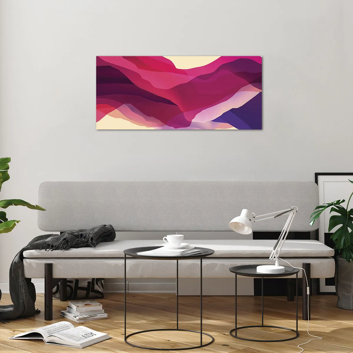 Obraz na szkle - Fale purpury - 100x40 cm