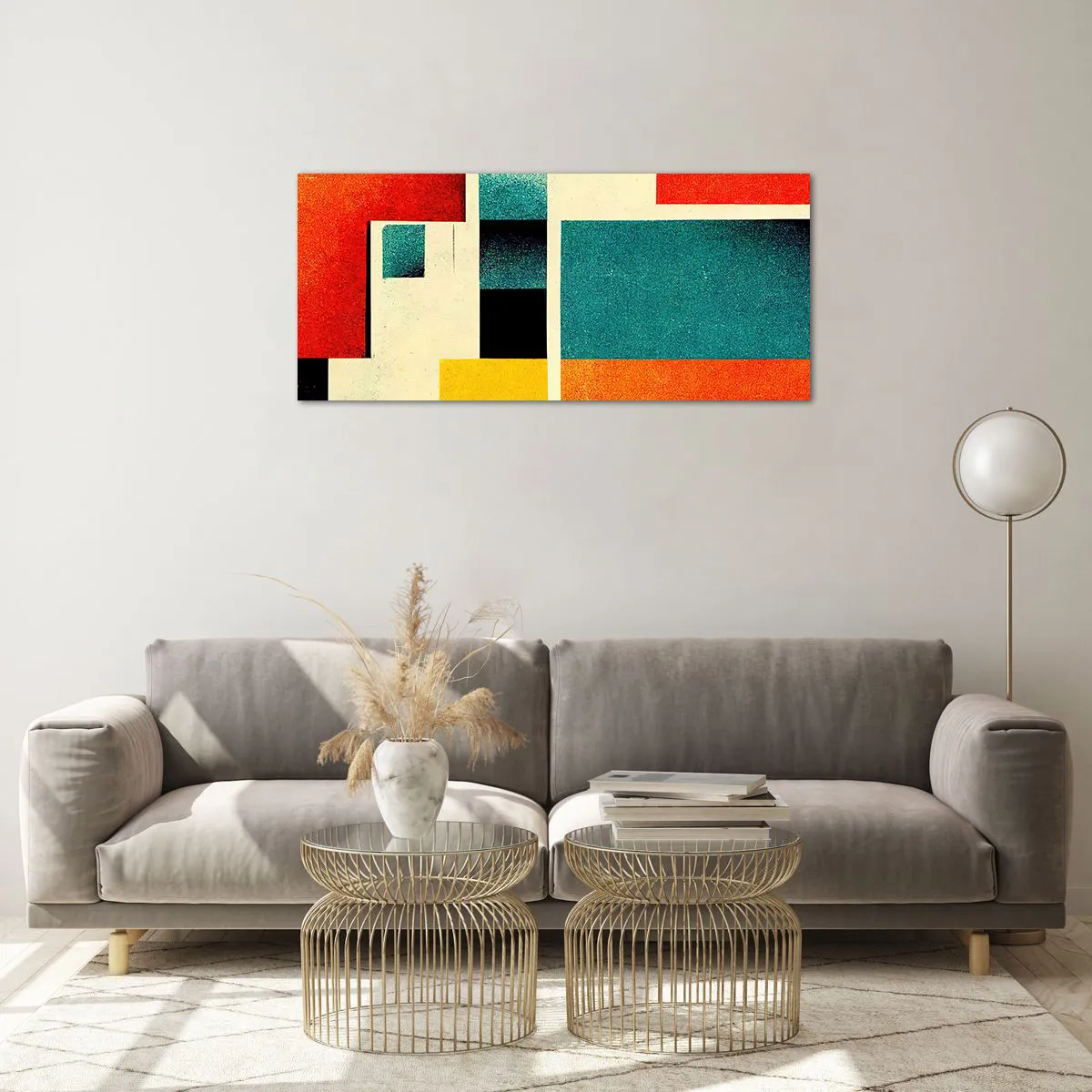 Obraz na skle - Geometrická abstrakce – dobrá energie - 100x40 cm