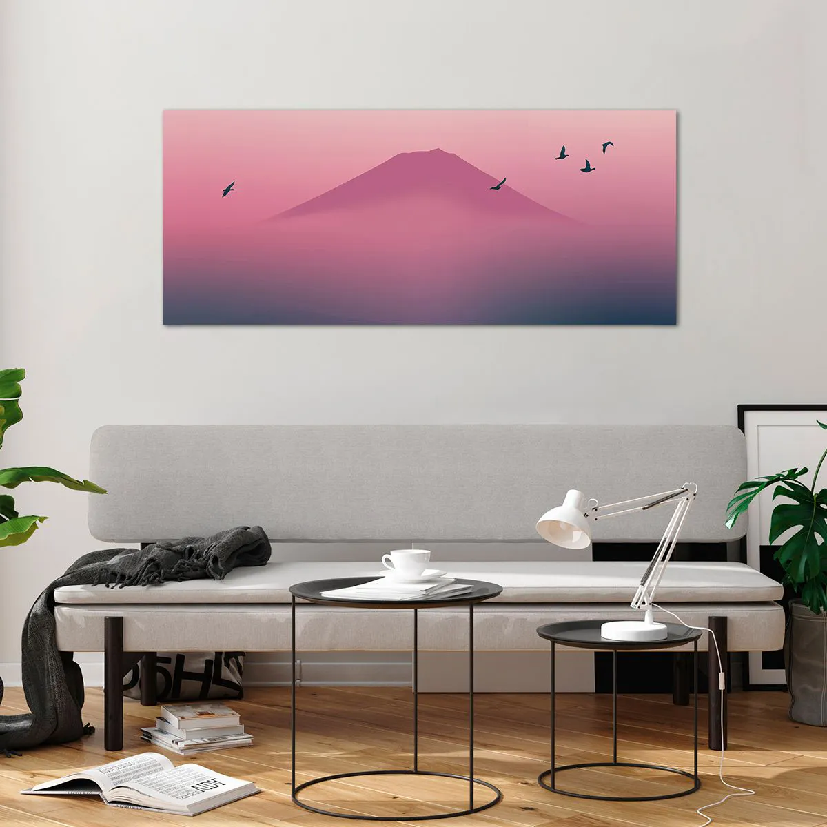 Glass picture - Wanderers above Clouds - 120x50 cm