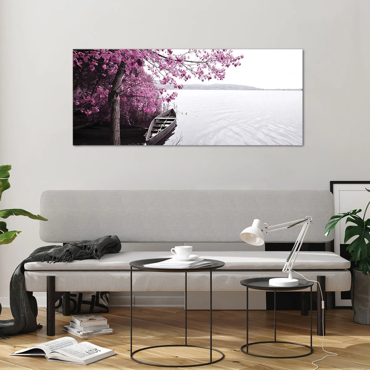 Billede på glas - I lyserød stilhed - 120x50 cm