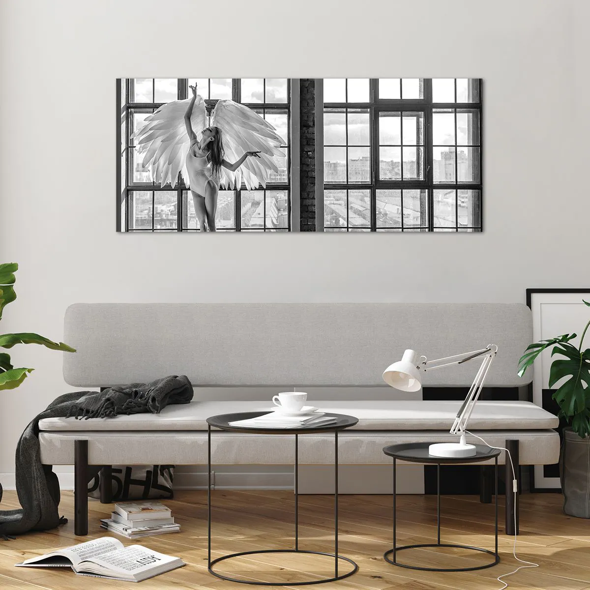 Tablou pe sticlă - Orașul îngerilor dansatori? - 120x50 cm