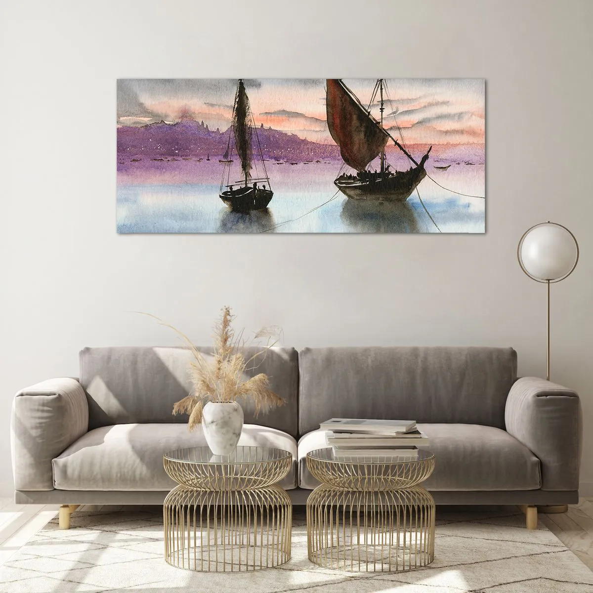 Glass picture - Evening at the Port - 120x50 cm