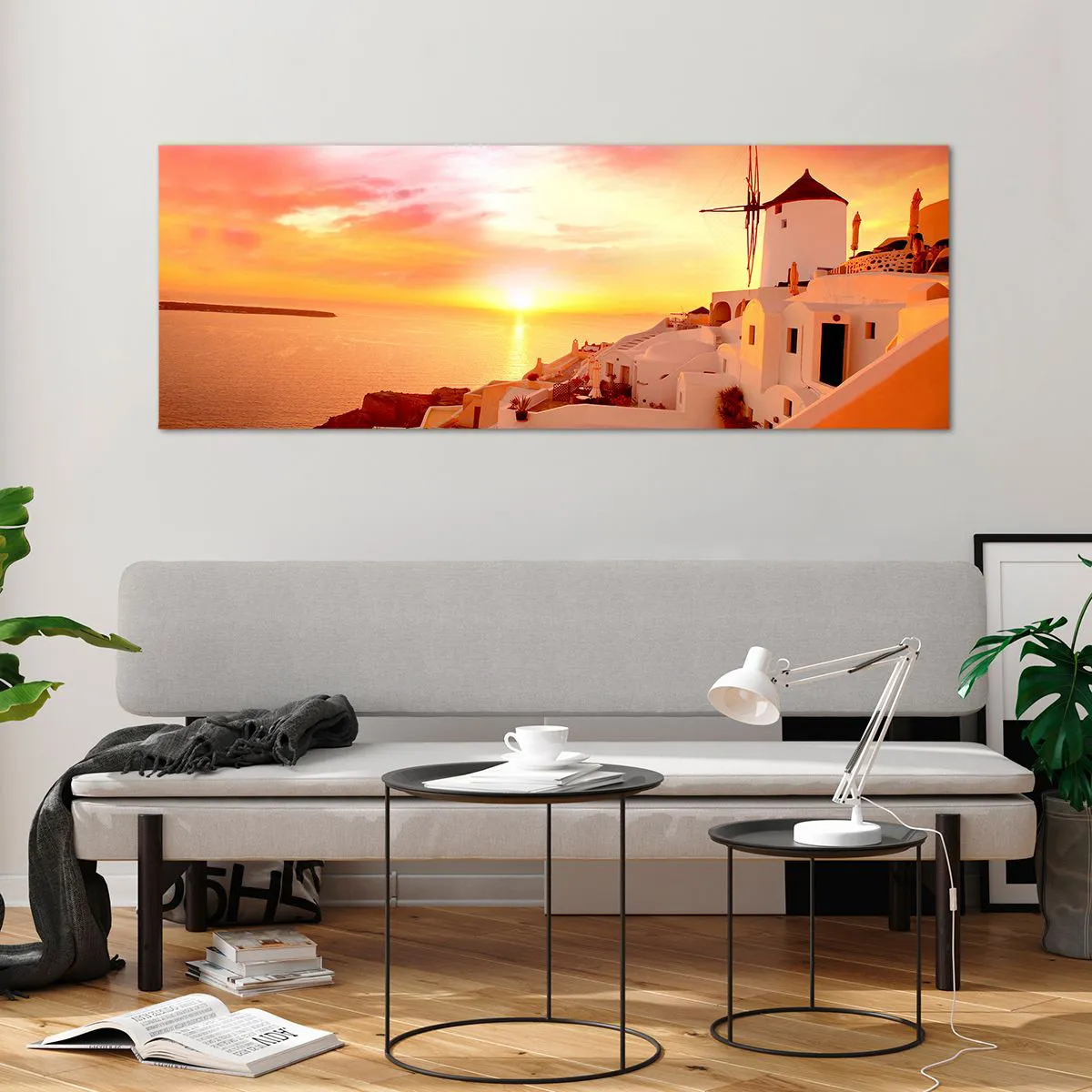 Glass picture - Melting in White and Gold - 140x50 cm