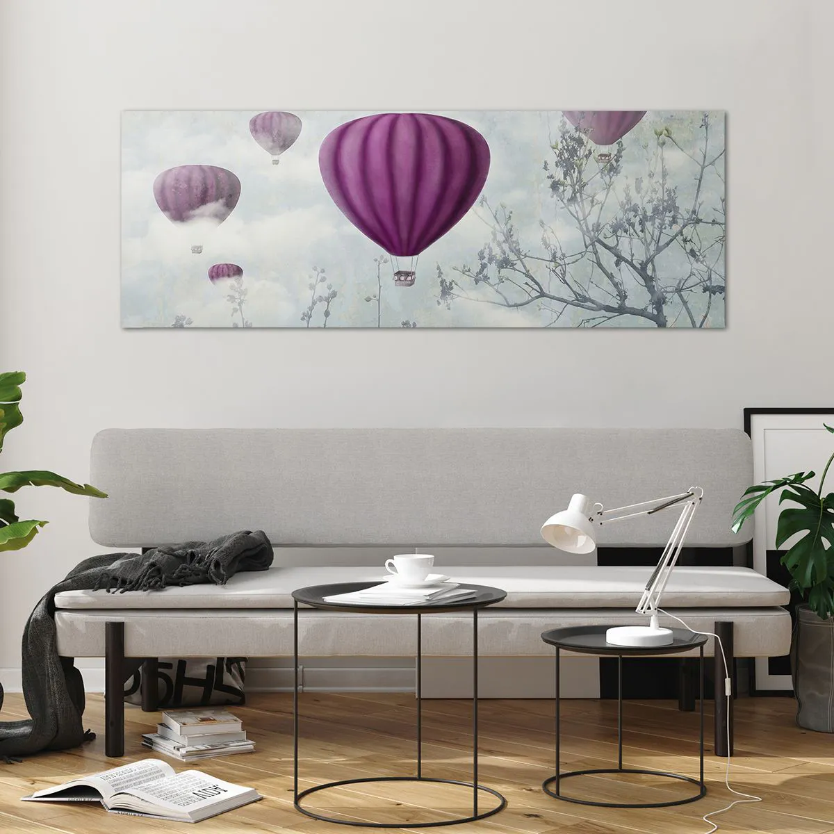 Quadro em vidro - Como navios no céu - 140x50 cm