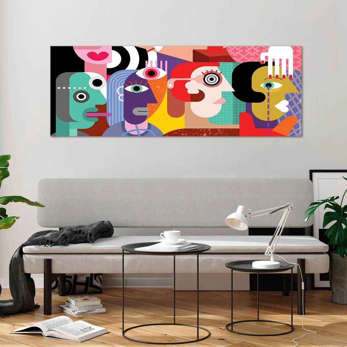 Tablou pe sticlă - Am venit de la domnul Picasso - 140x50 cm