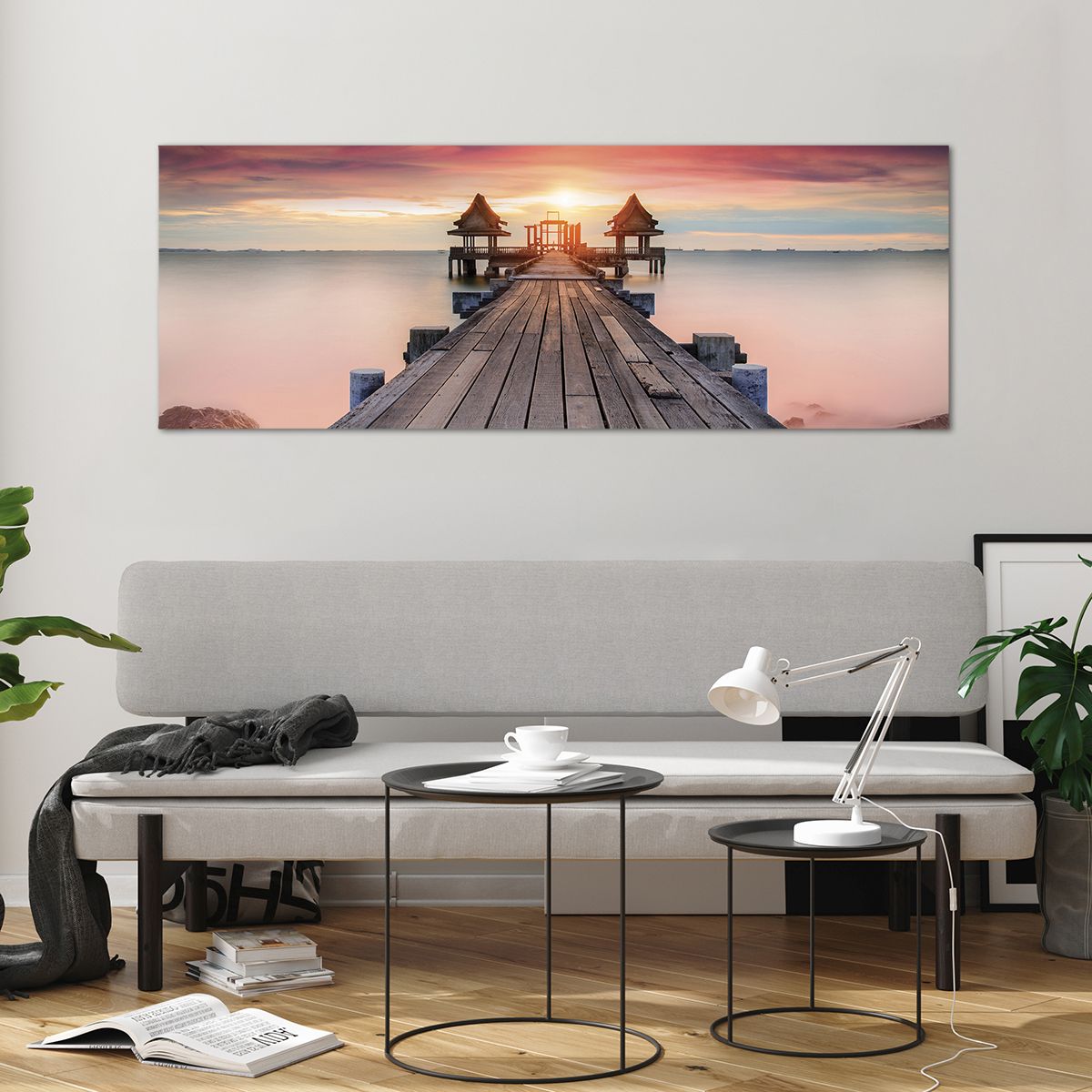 Obraz na plátne Landschap, Obraz na plátne Houten Pier, Obraz na plátne Zee, Obraz na plátne De Zonsondergang, Obraz na plátne Horizon