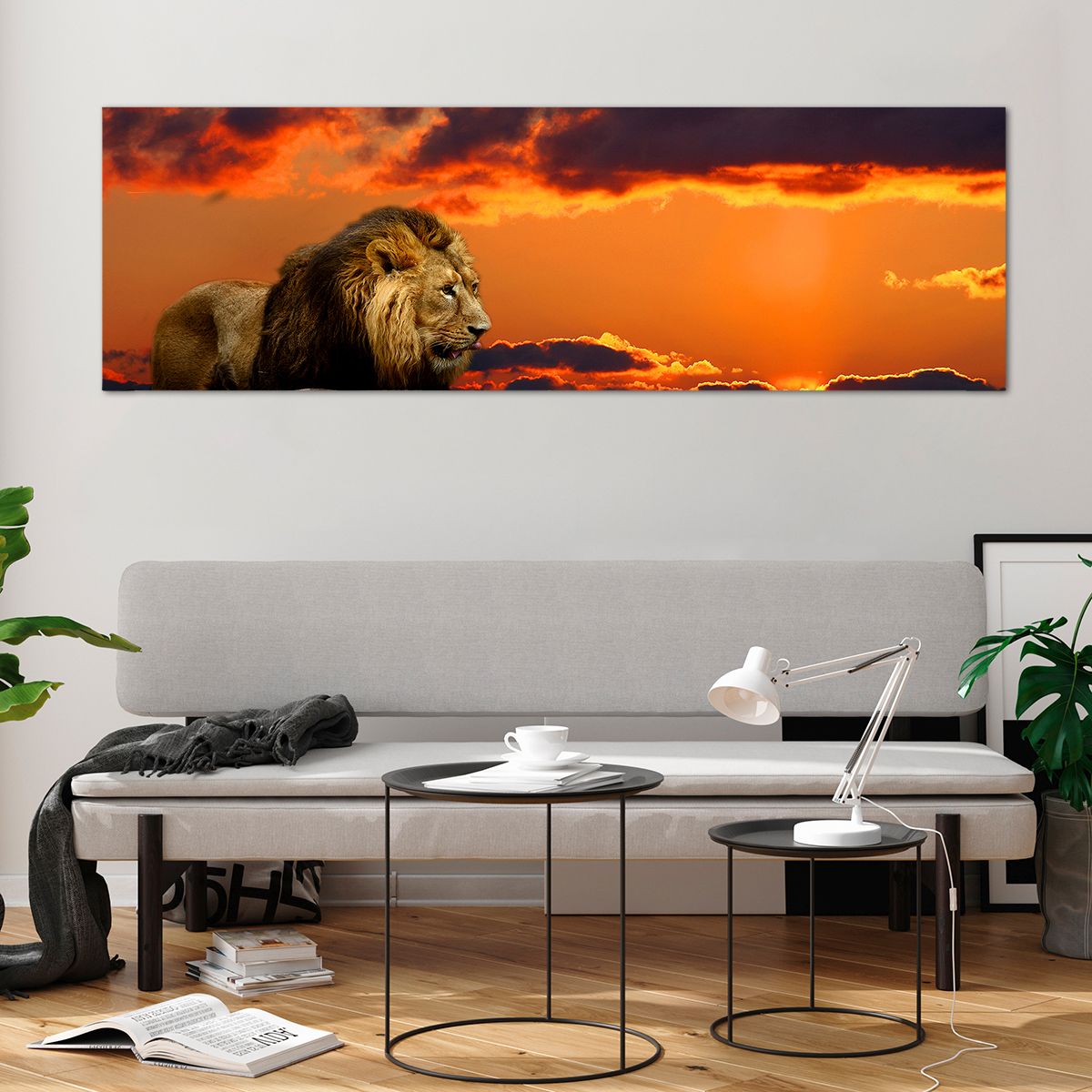 Billede på glas Løve, Billede på glas Solnedgangen, Billede på glas Dyr, Billede på glas Landskab, Billede på glas Afrika