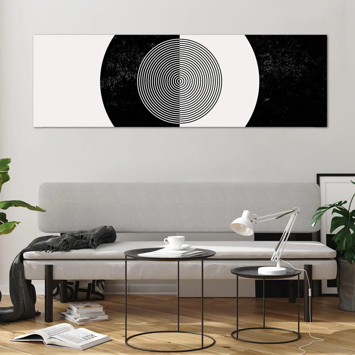 Billede på glas - Harmoni i sort og hvidt - 160x50 cm