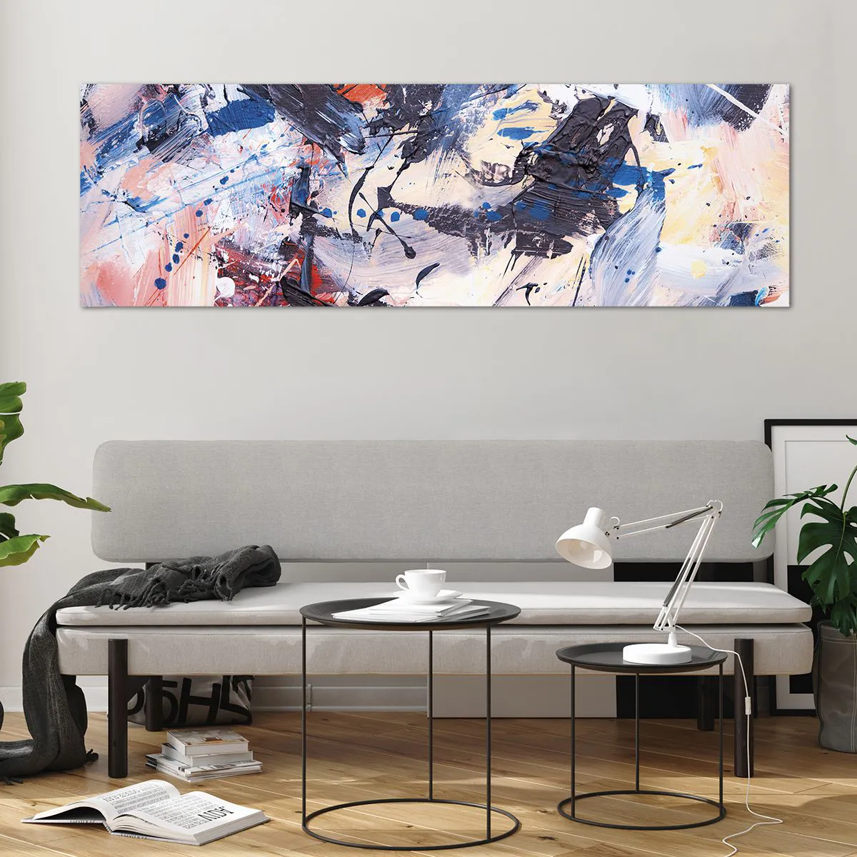 Schilderen op glas - Gekke dans van abstractie - 160x50 cm