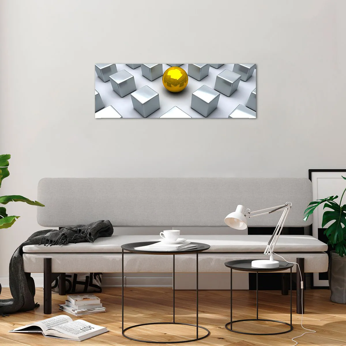 Glass picture - Why Me? Geometric Composition. - 90x30 cm