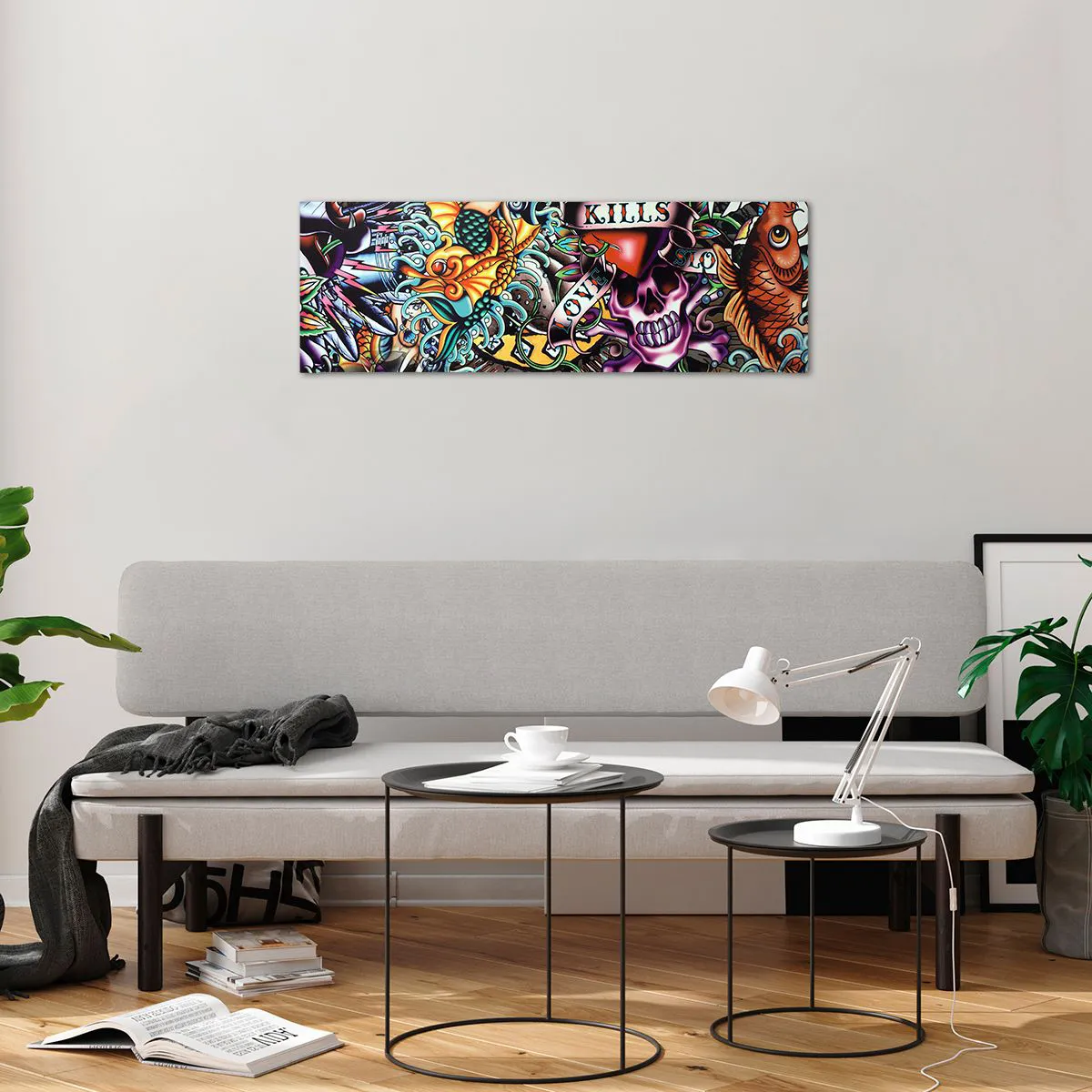 Cuadro sobre vidrio - Impresiones sobre Vidrio - El sueño de un tatuador - 90x30 cm