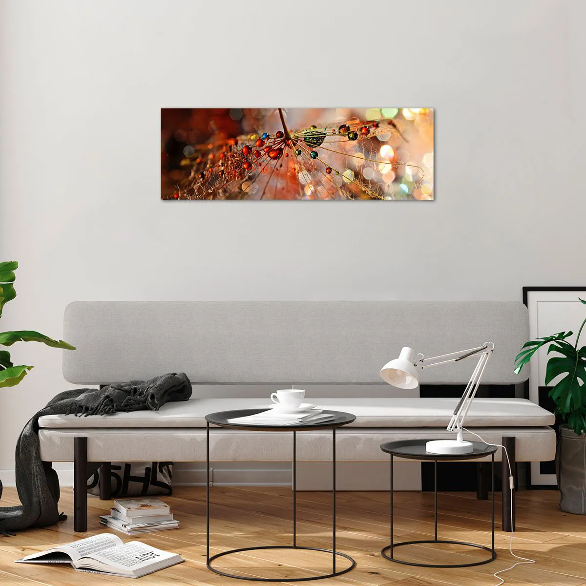 Billede på glas - Trådet på et edderkoppespind - 90x30 cm