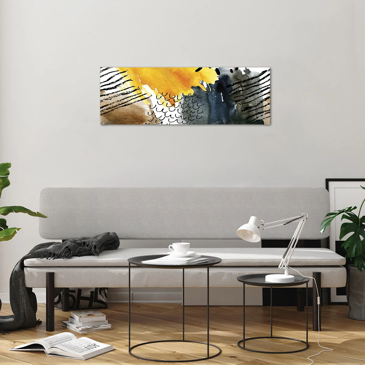 Tablou pe sticlă - O întâlnire a elementelor - 90x30 cm