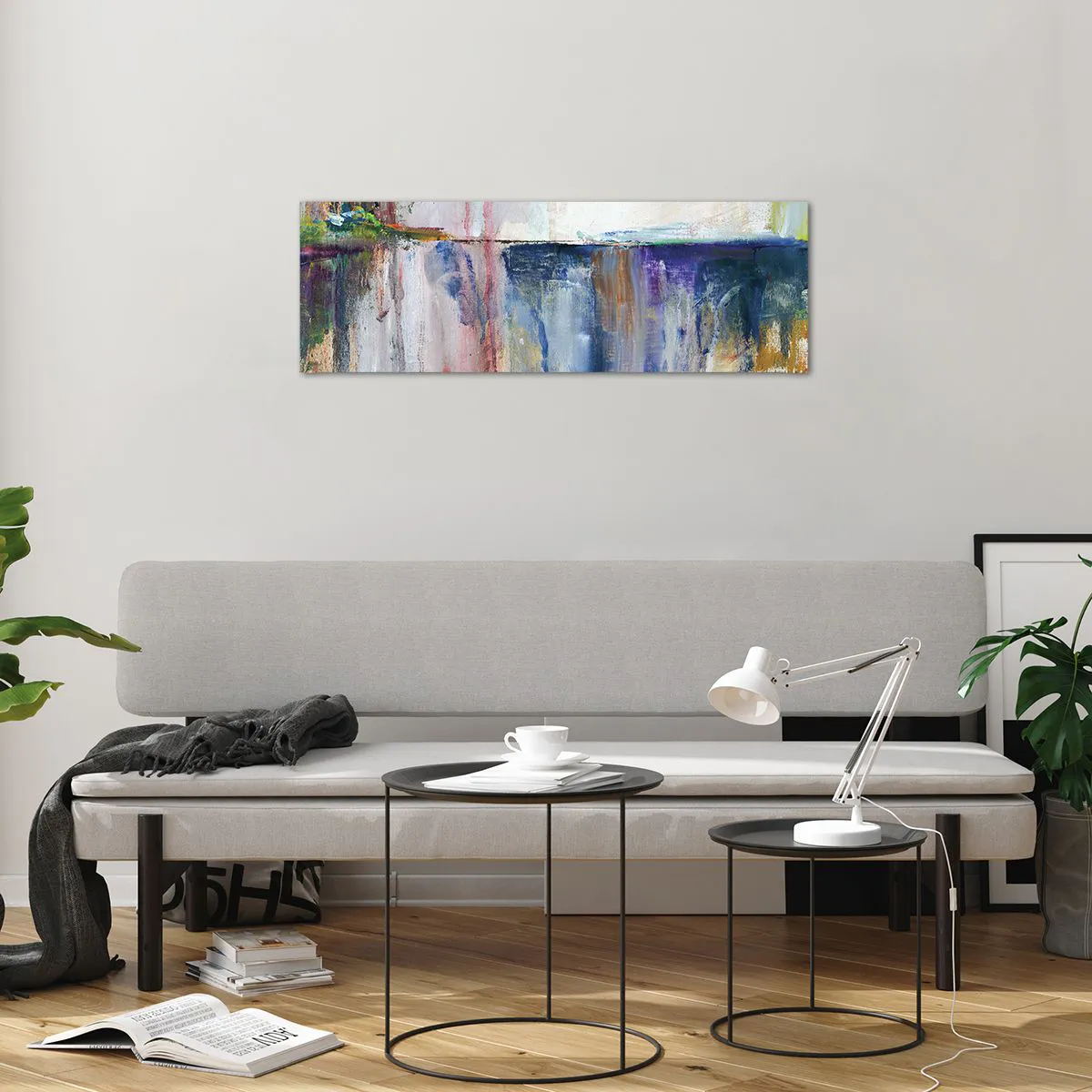 Billede på glas - Farverige indtryk og associationer - 90x30 cm