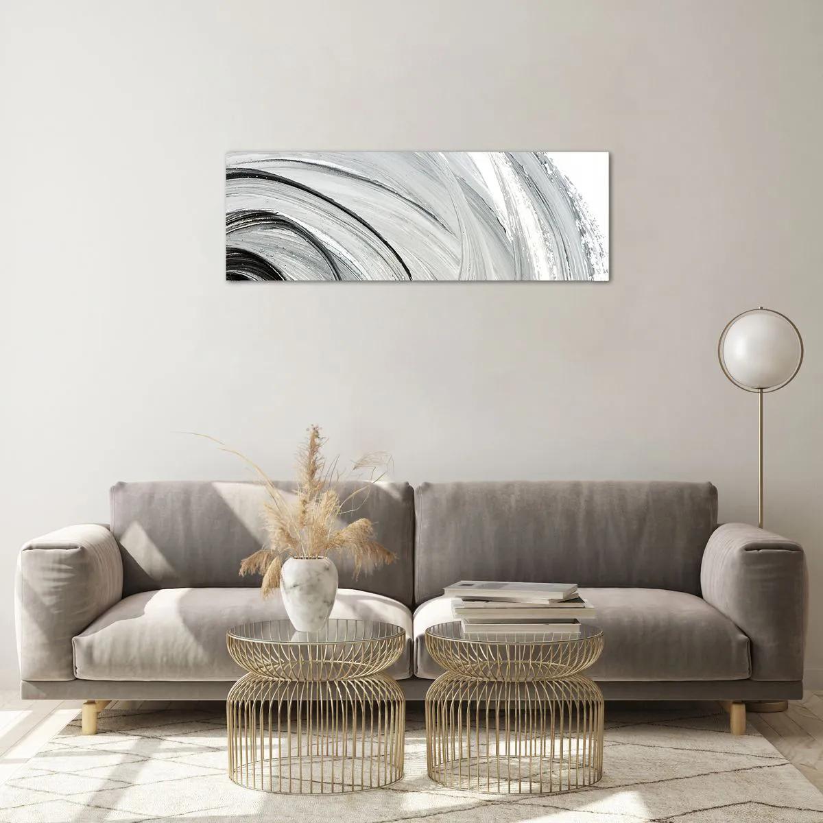 Tablou pe sticlă - Compoziție orbitală - 90x30 cm